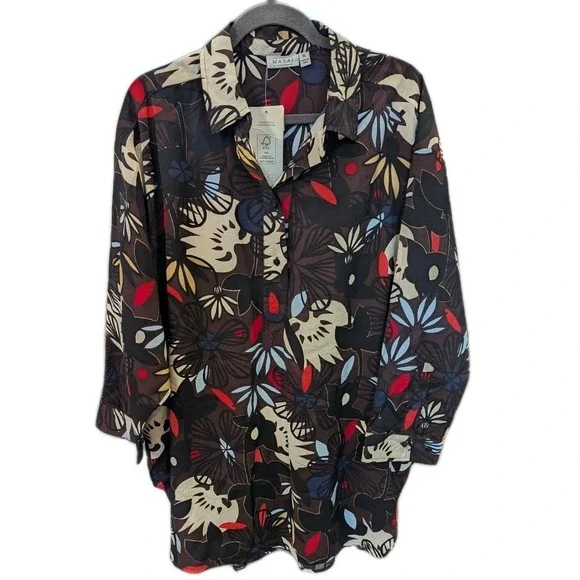 NWT Masai Gidette Tunic XL Coffee Bean Top Oversized Lagenlook Equestrian Boho - Picture 3 of 10